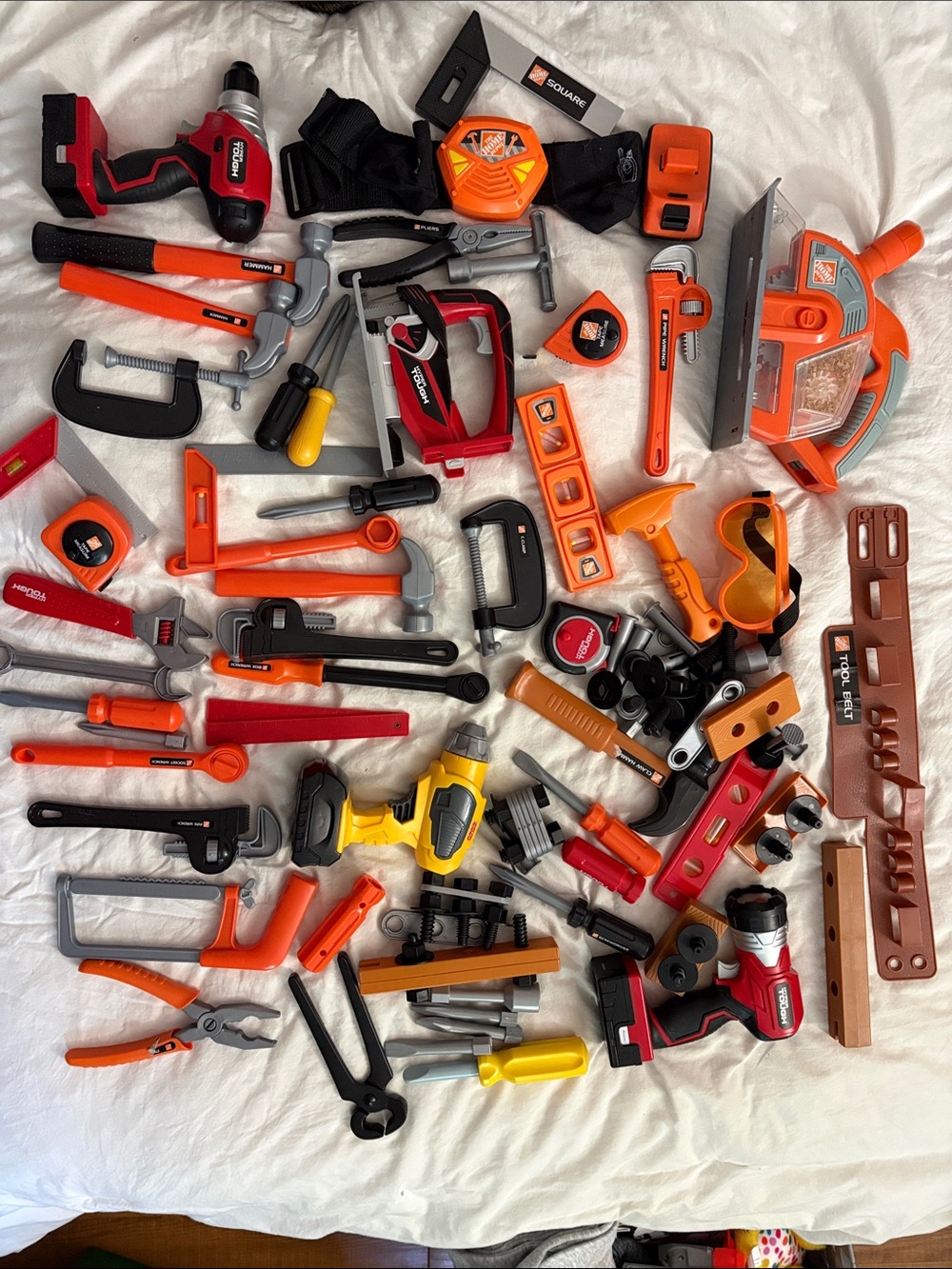 Kids Orange and Red Pretend Tool Set - Role Play Construction Tools